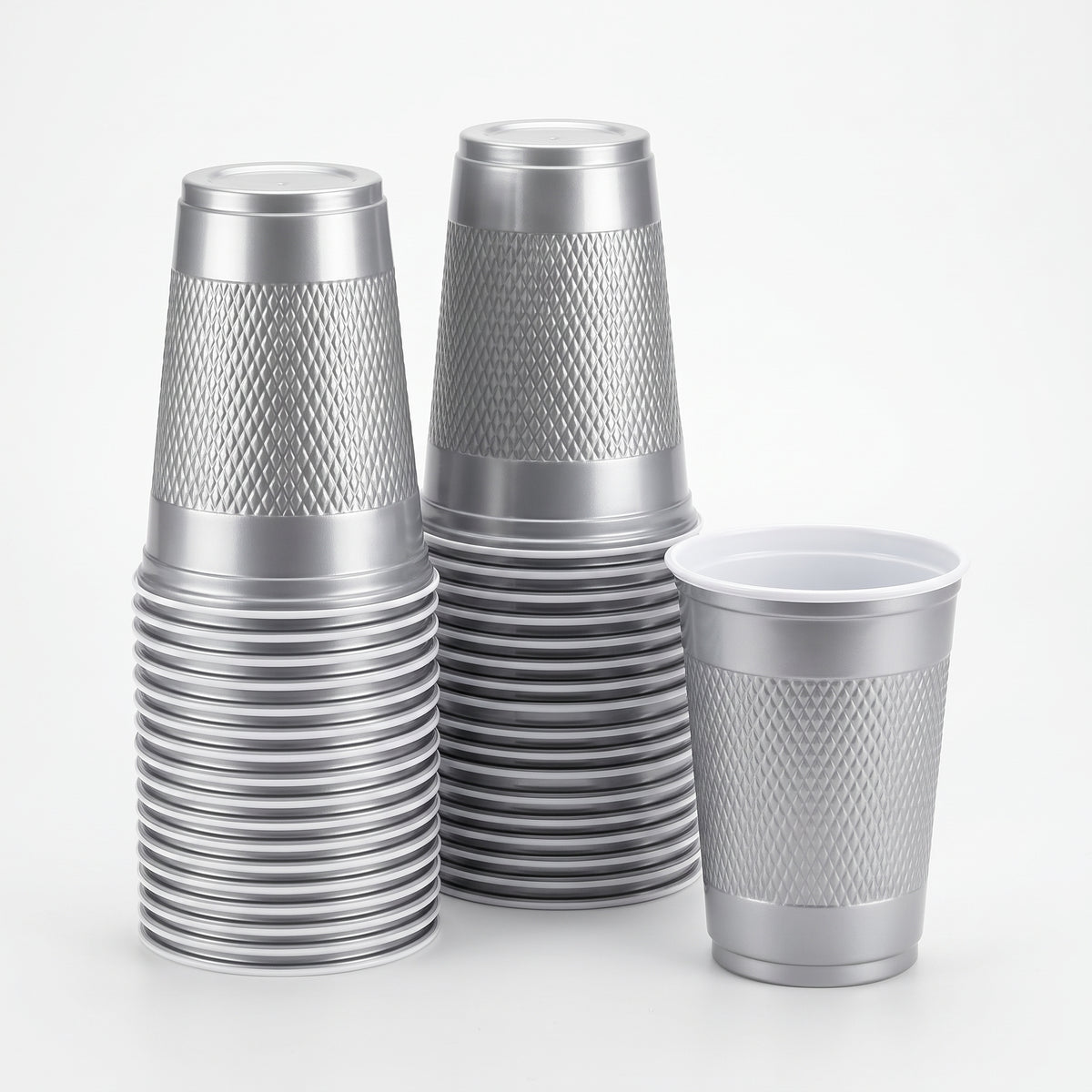 Metallic Silver Plastic Cups - 18oz, Pack of 20