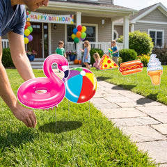 Summer Pool Party Corrugated Yard and Table Sign Set
