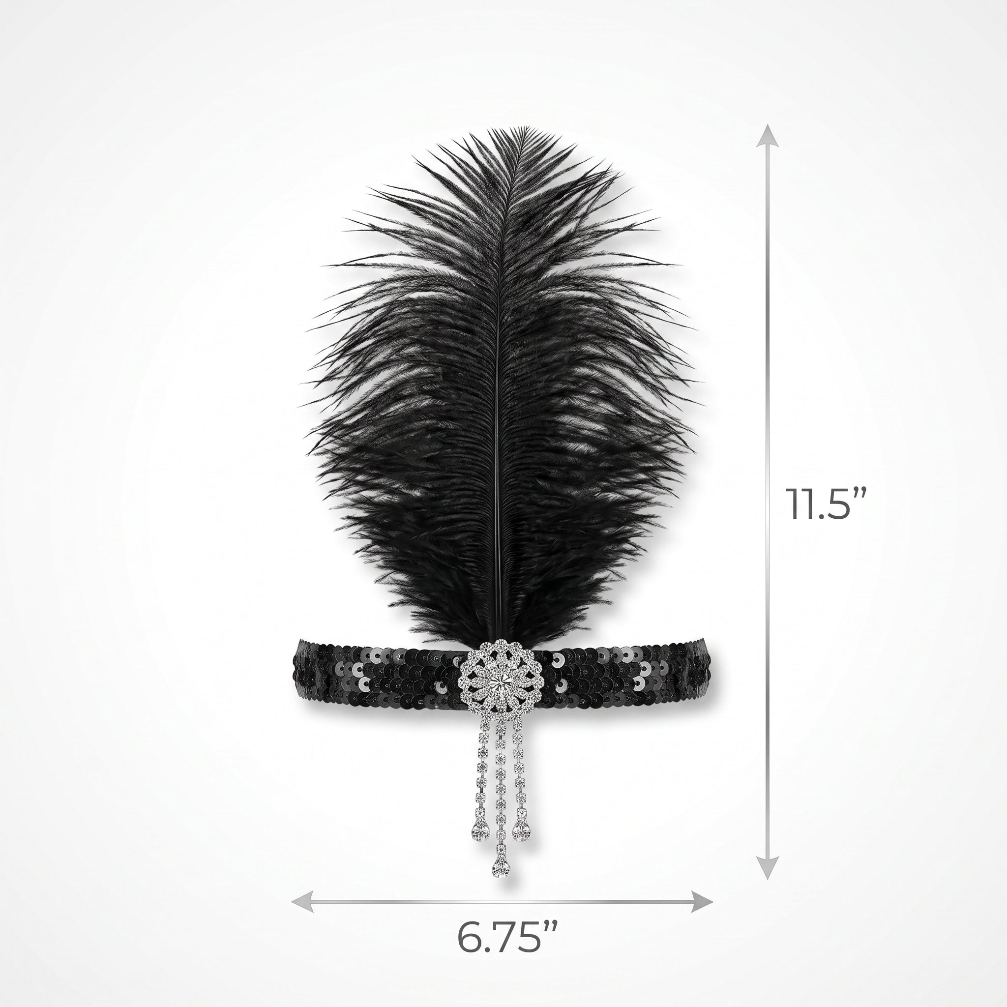 1920s Charleston Black Feather & Sequin Headband