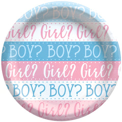 Gender Reveal Party Plates - 6.75" Pink & Blue Design