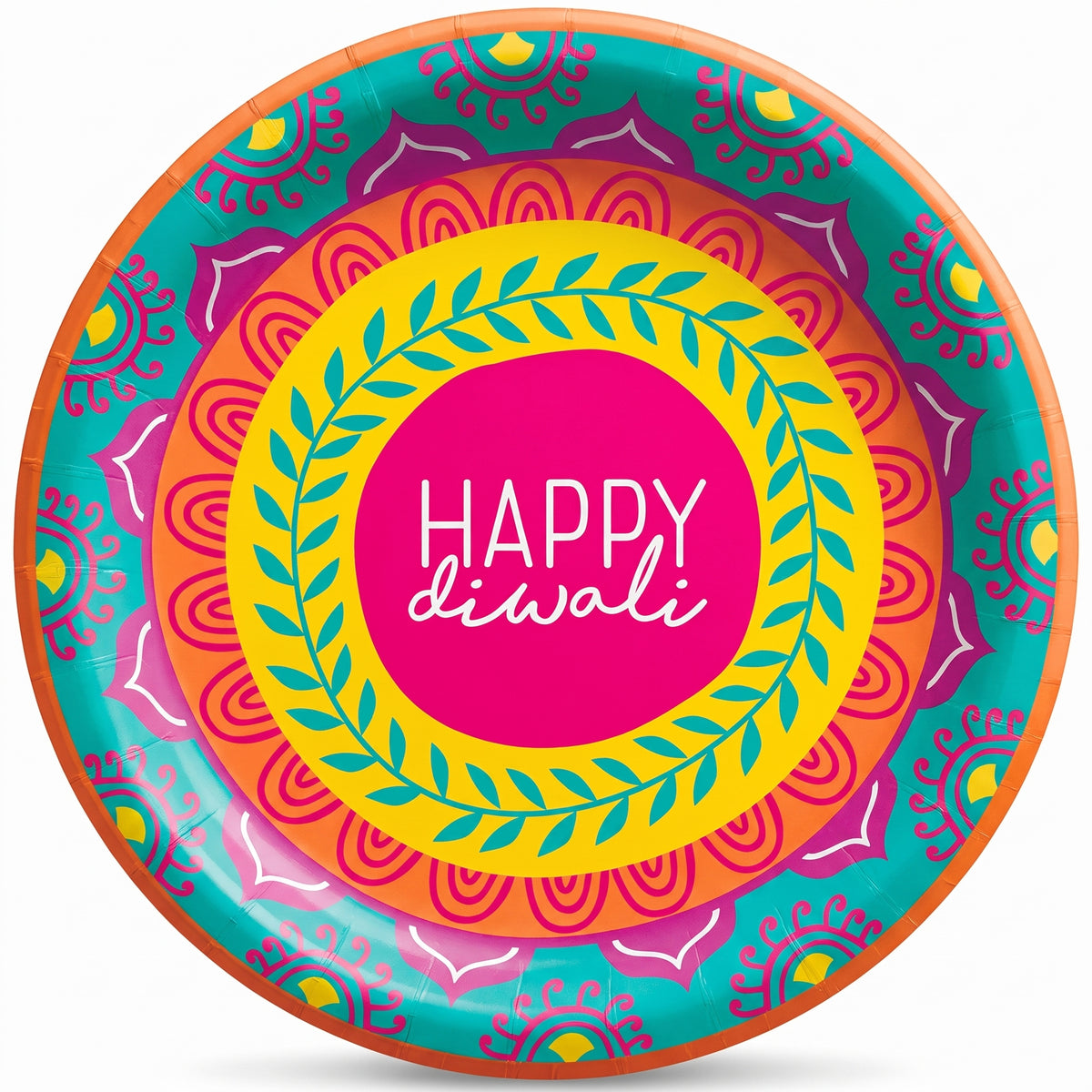 Vibrant Diwali Paper Plates - 6.75" Round