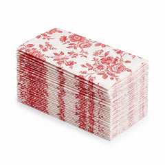 Classic Floral Red Guest Towels - 8 In. x 4 In. - 16 Pack
