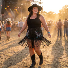Women's Plus Size Western Fringe Shorts - Halloween Costume Accessory