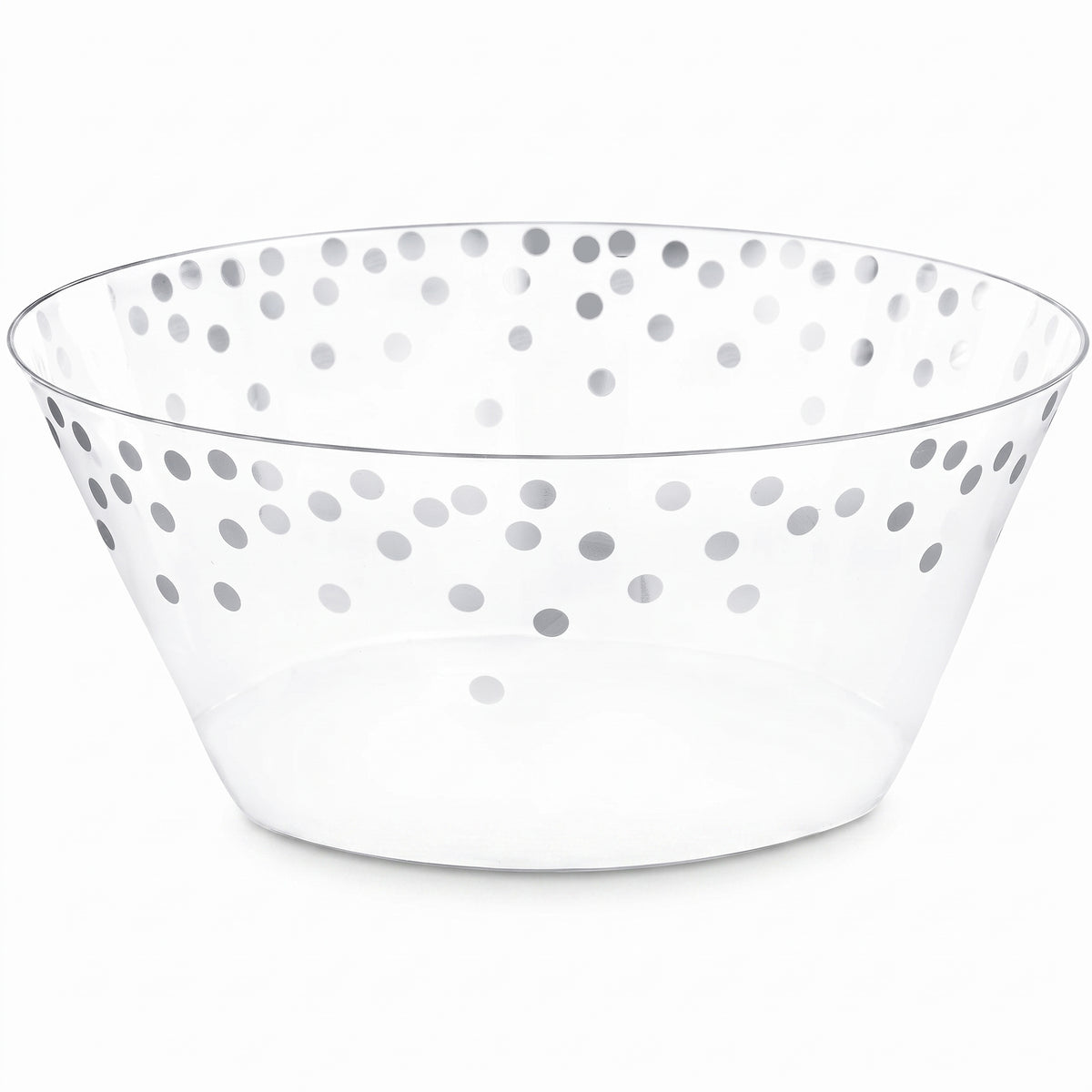 Silver Polka Dot Large Plastic Serving Bowl