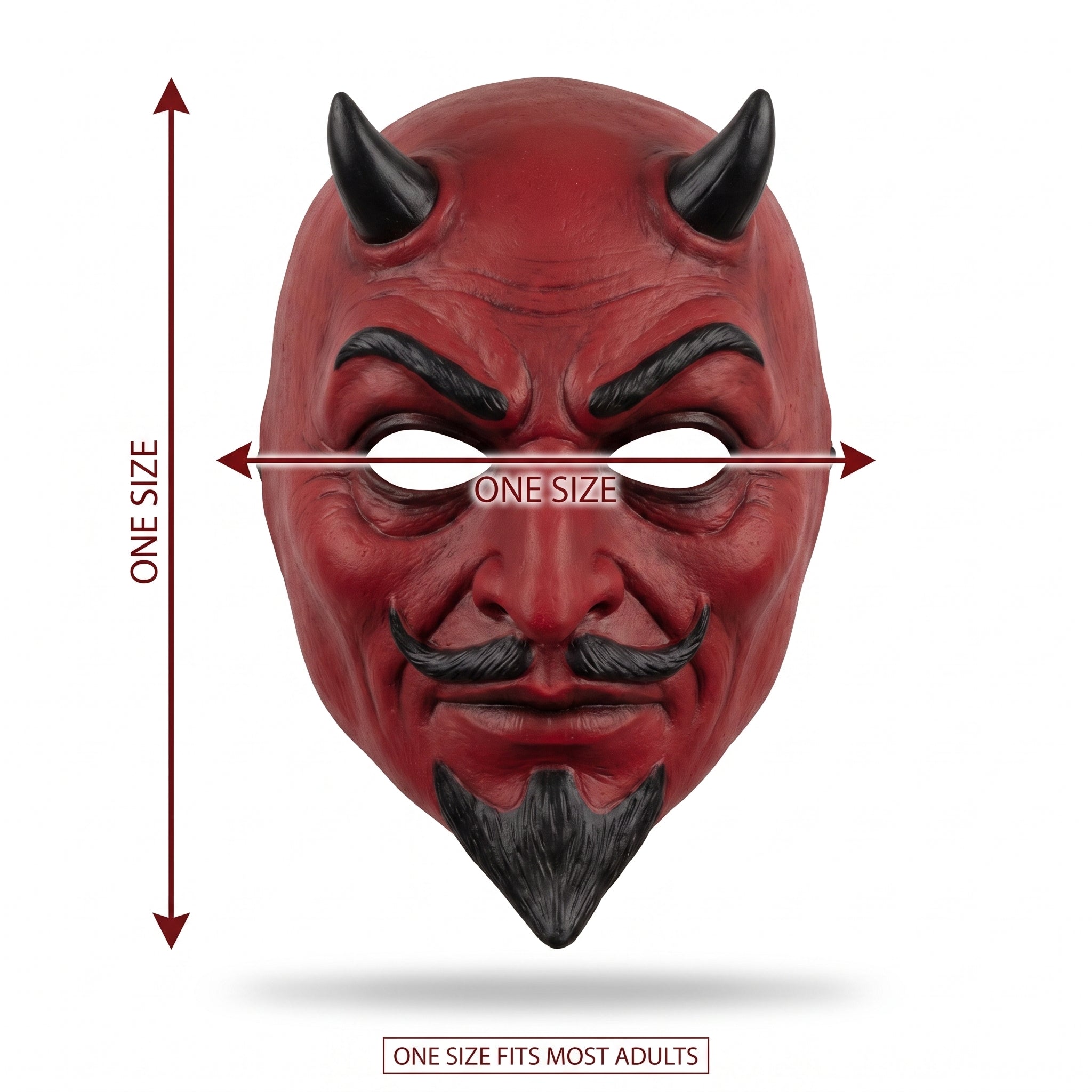 Devil Sculpted Full Mask with Horns - Red and Black Halloween Accessory