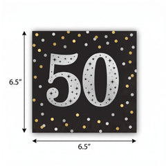 Sparkling Celebration 50th Birthday Lunch Napkins - 6.5 In. x 6.5 In.