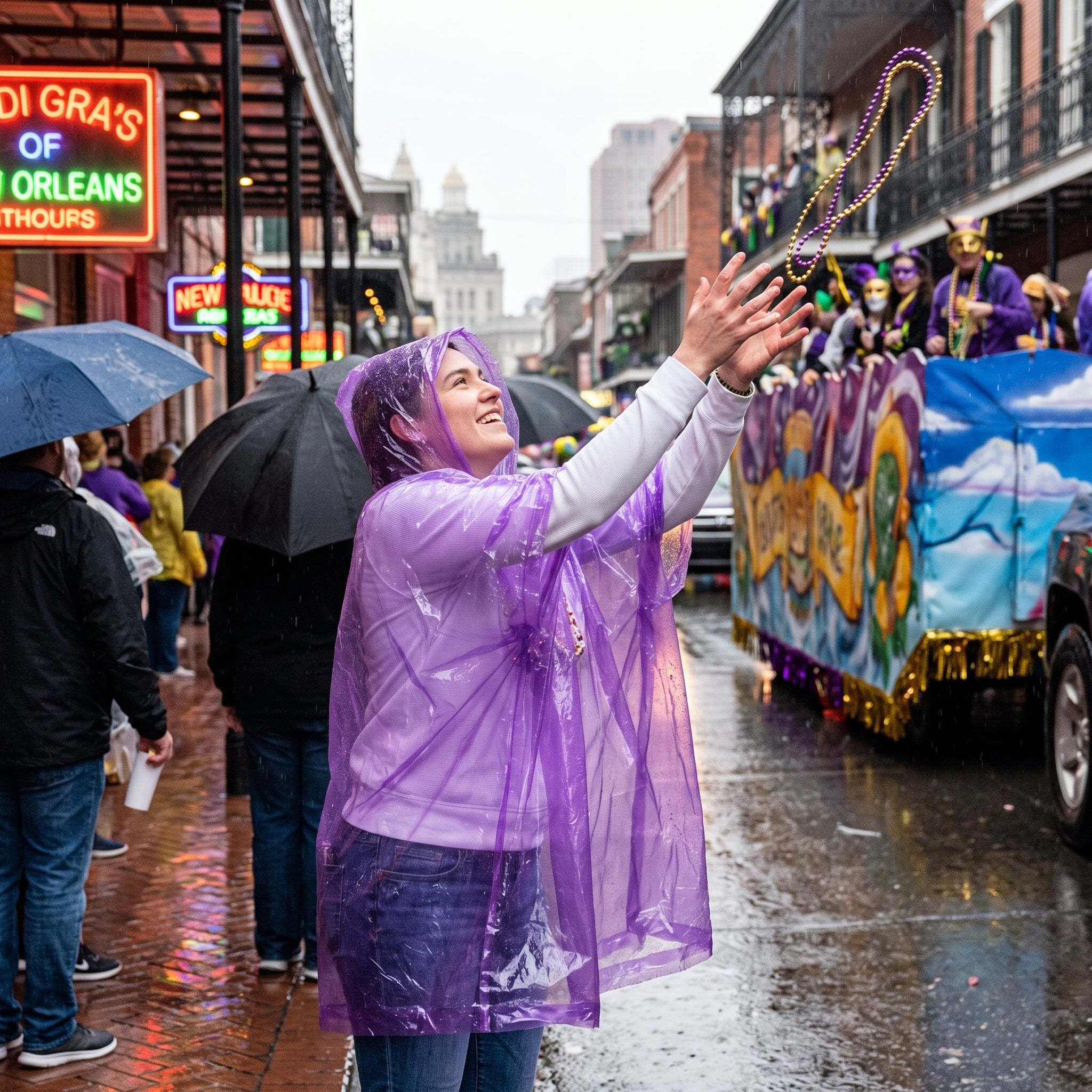 Mardi Gras Rain Poncho