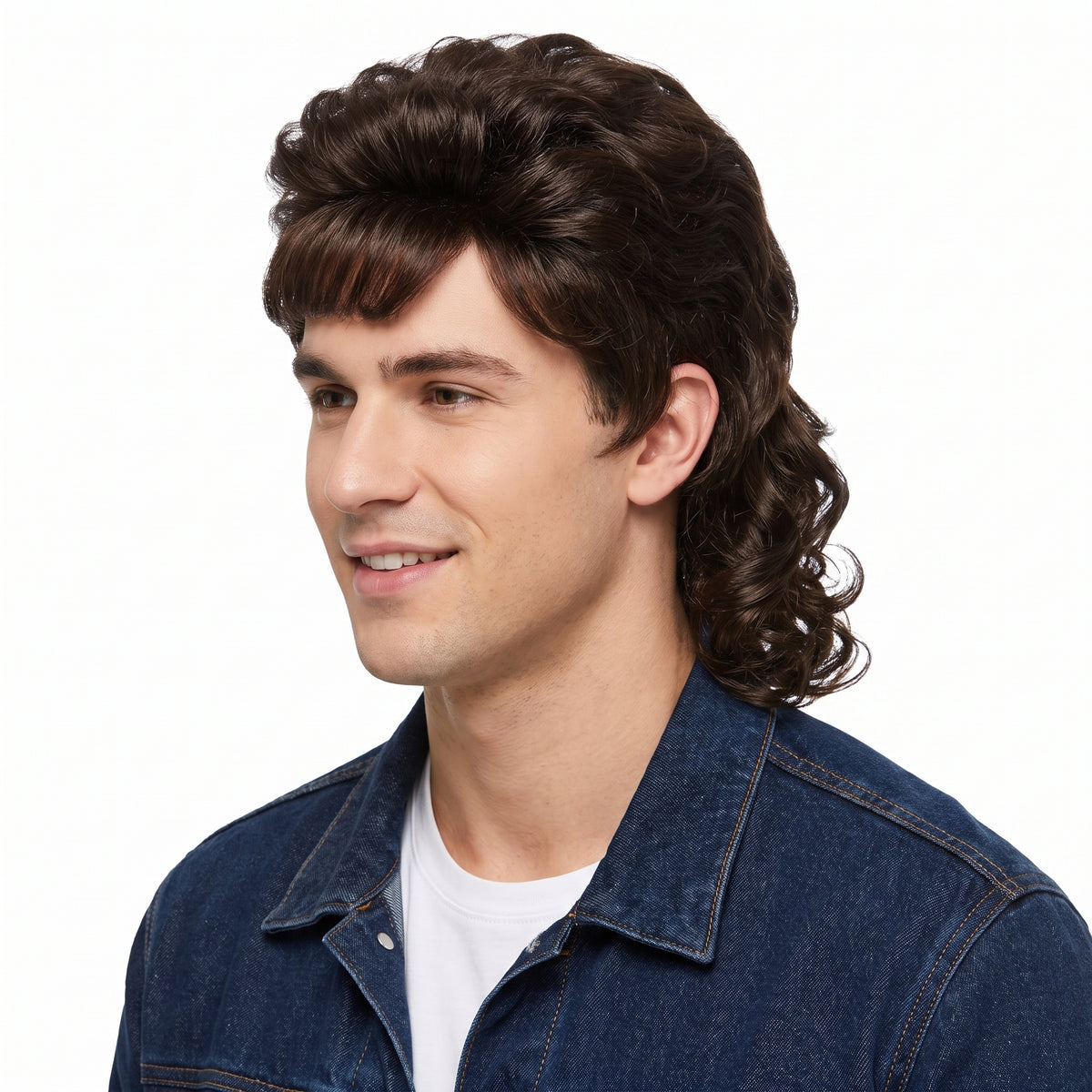 Retro Mullet Wig - Dark Brown Costume Accessory for Halloween