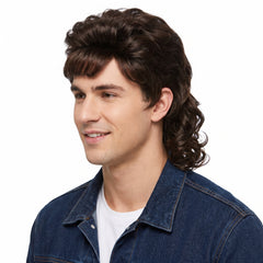 Retro Mullet Wig - Dark Brown Costume Accessory for Halloween