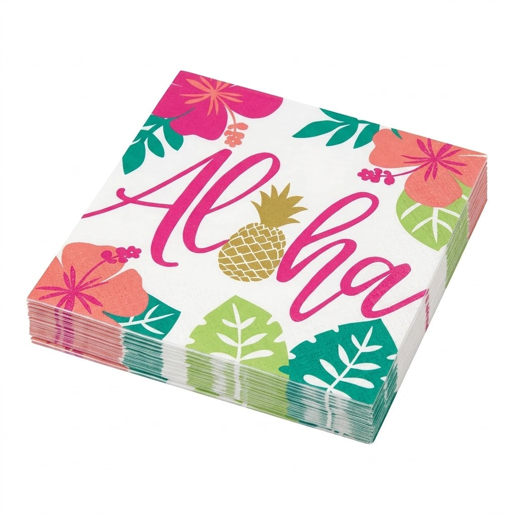 Tropical Aloha Lunch Napkins - 6.5 In. x 6.5 In. - 16 Pack