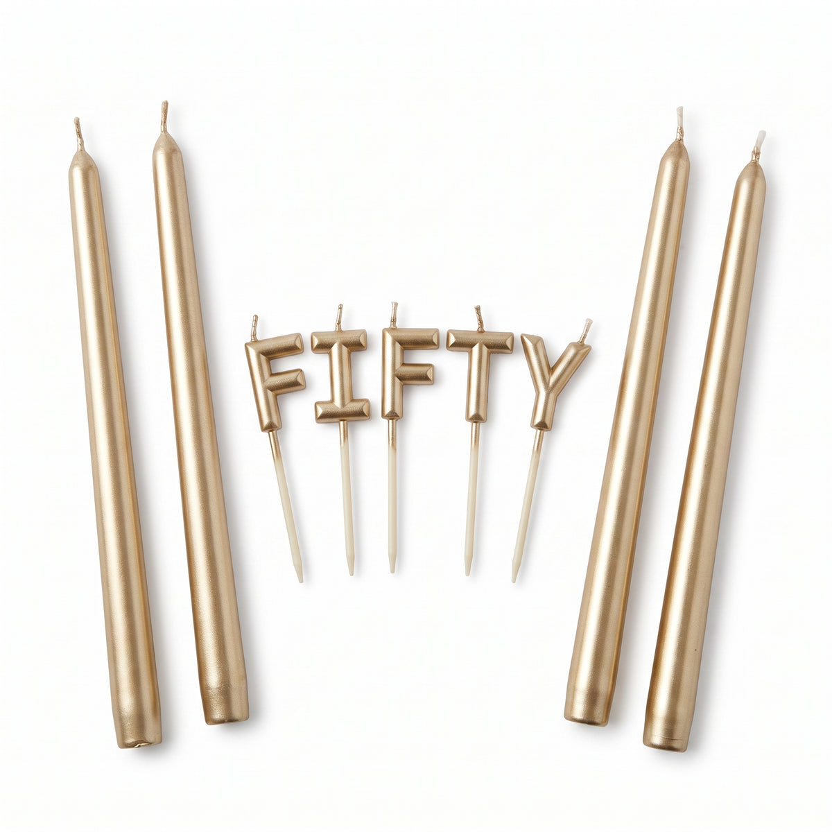 Golden Age 50th Birthday "Fifty" Pick Candle Set