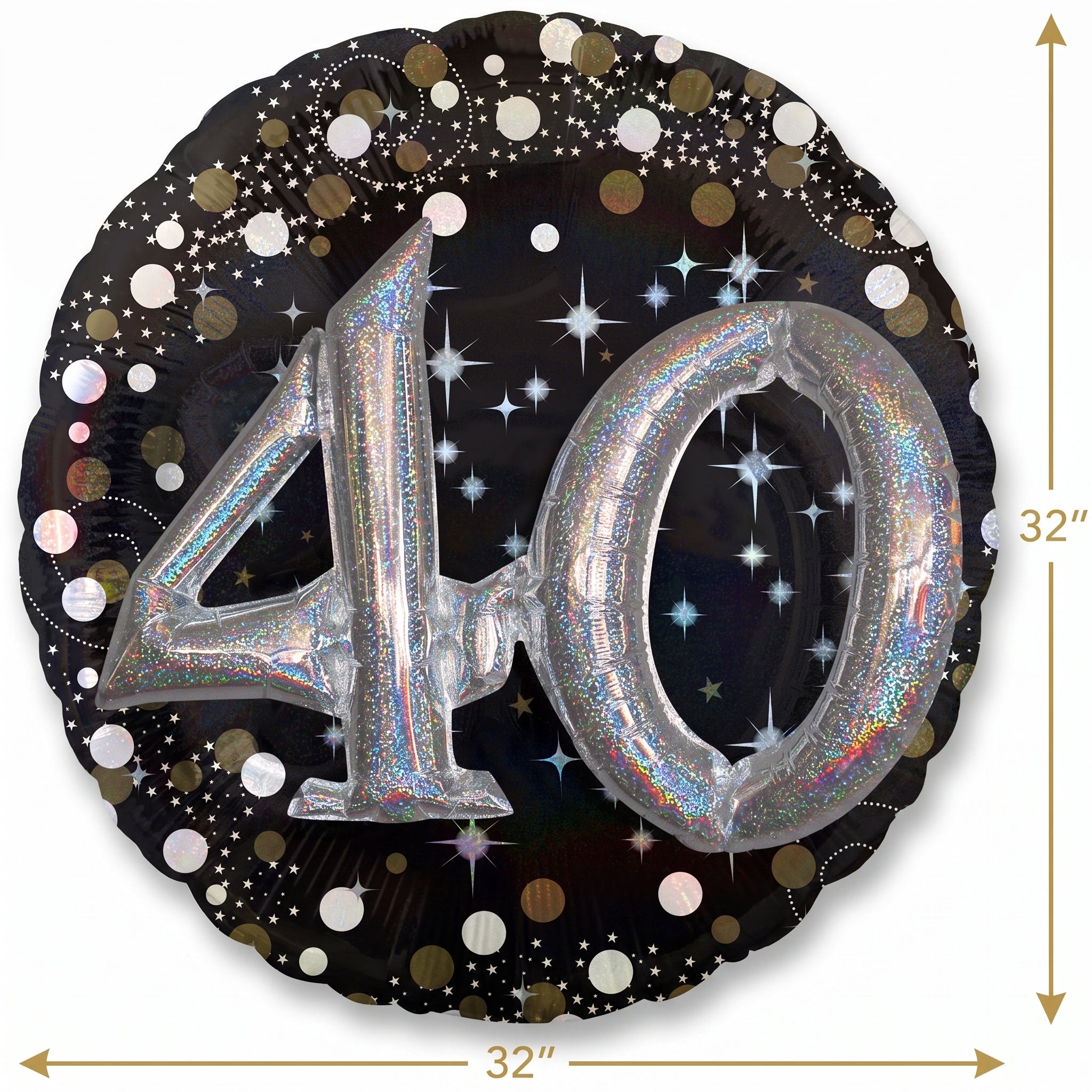 Sparkling 40th Birthday Metallic Balloon
