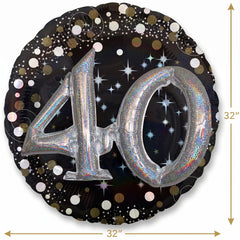 Sparkling 40th Birthday Metallic Balloon
