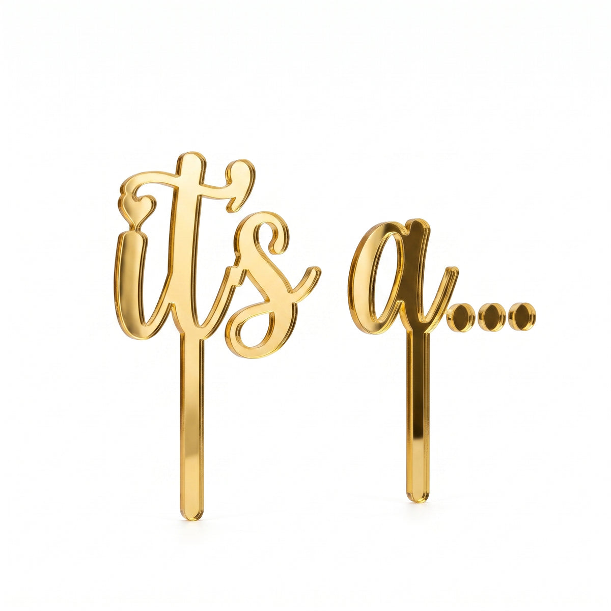 Gold "It's a..." Cake Topper for Gender Reveal/Baby Shower