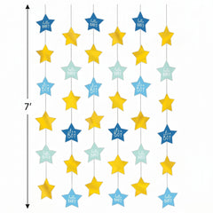 "It's a Boy" Hanging String Decorations - Gold & Blue, 7 ft, 6 Pack