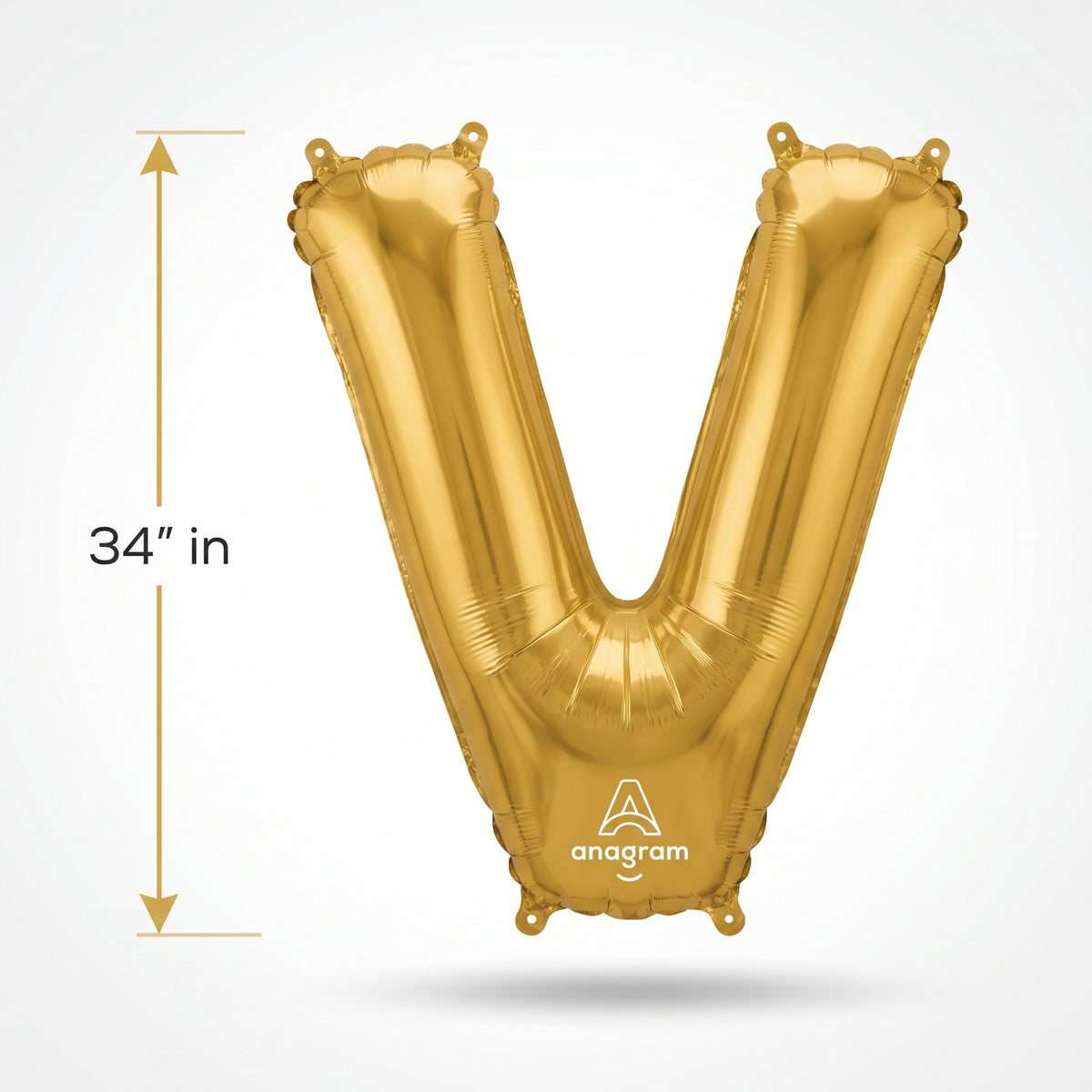 Gold Foil Letter V Balloon - Metallic Birthday Decoration