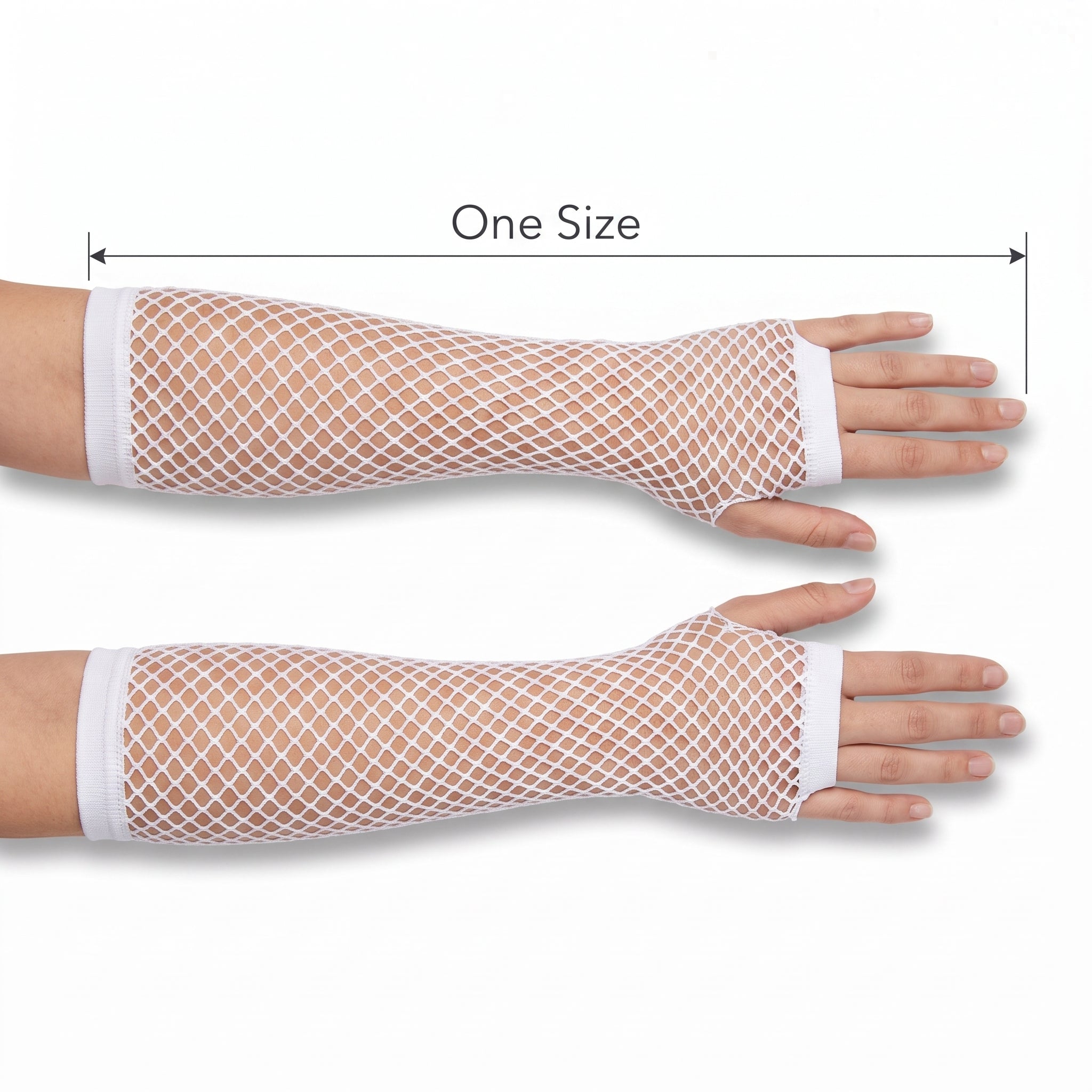 White Long Fishnet Fingerless Gloves - Costume Accessory
