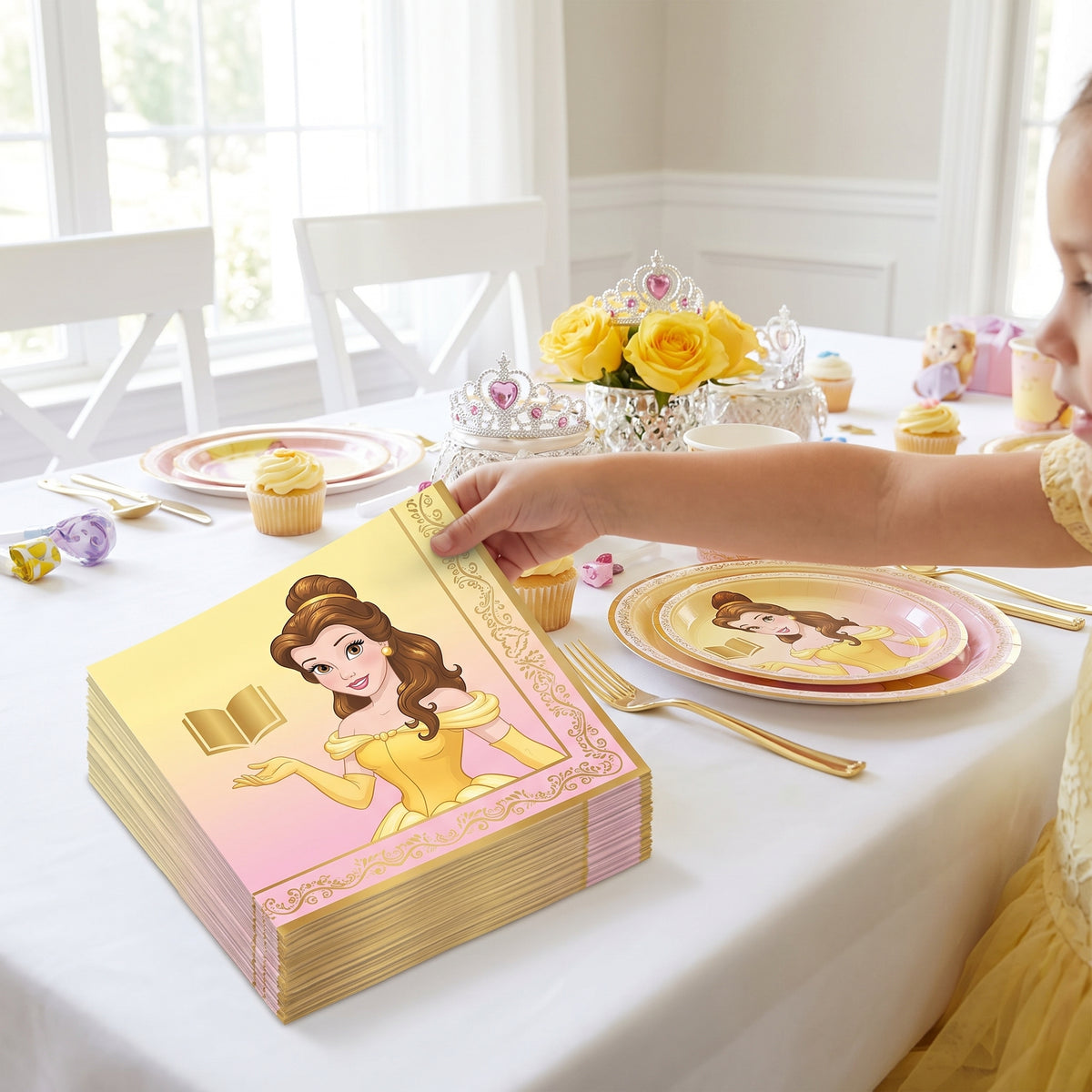 Disney Princess Belle Luncheon Napkins - 6.5 In. x 6.5 In. - 16 Pack