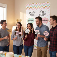 Confetti Fun Birthday Scene Setter with Photo Booth Props