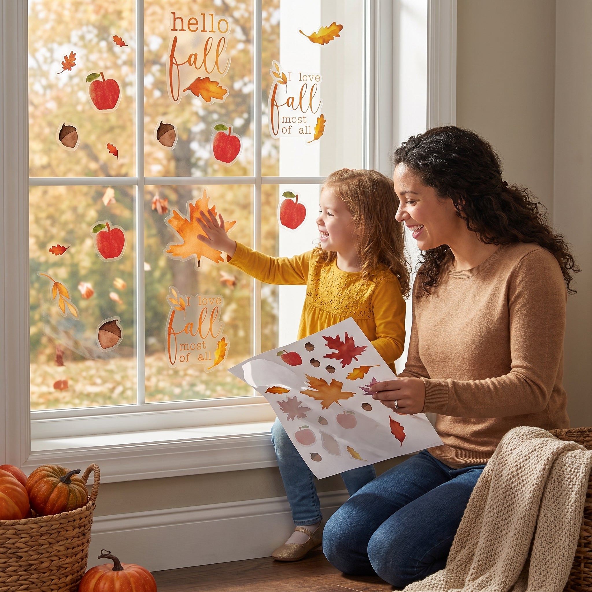 "Hello Fall" Vinyl Window Decor Clings - 18 Pack