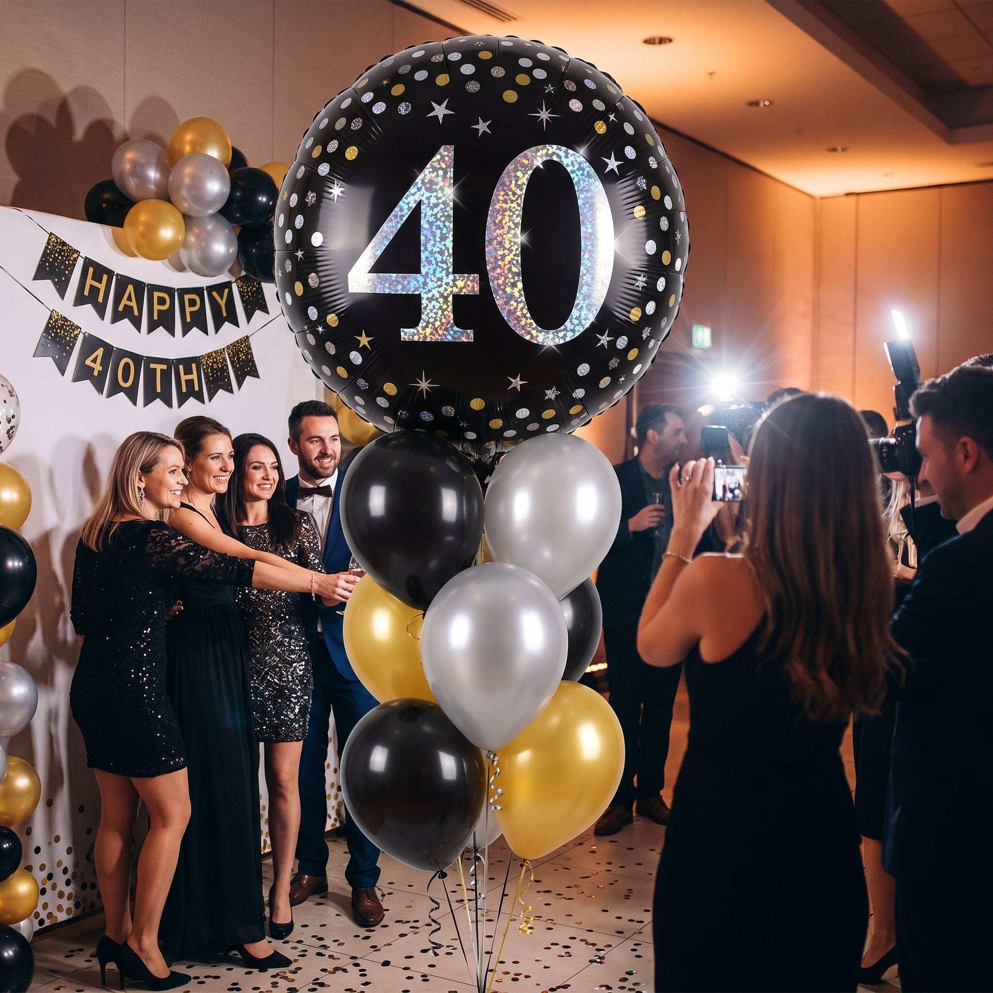 Sparkling 40th Birthday Metallic Balloon