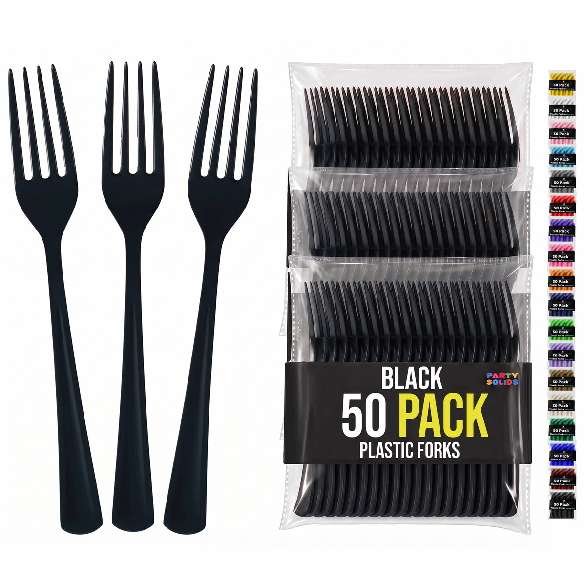 Heavy Duty Black Plastic Forks | 7.5 in. | 50 Count