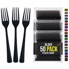 Heavy Duty Black Plastic Forks | 7.5 in. | 50 Count