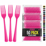 Heavy Duty Cerise Plastic Forks | 7.5 in. | 50 Count