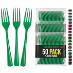 Heavy Duty Emerald Green Plastic Forks | 7.5 in. | 50 Count