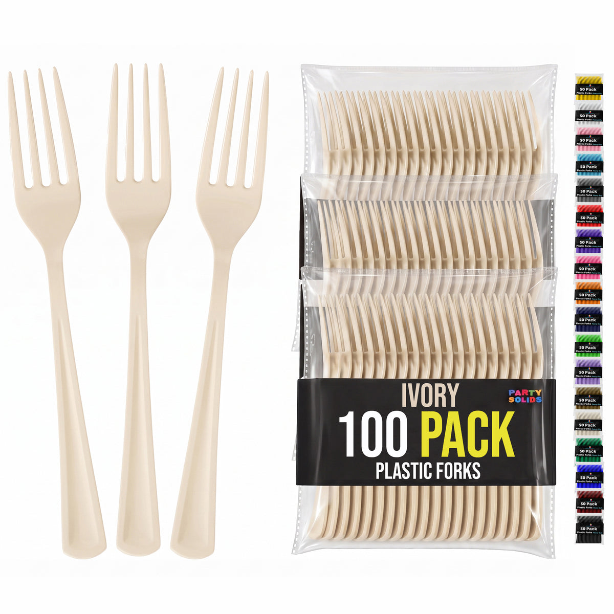 Heavy Duty Ivory Plastic Forks | 7.5 in. | 100 Count
