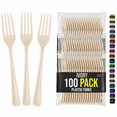 Heavy Duty Ivory Plastic Forks | 7.5 in. | 100 Count