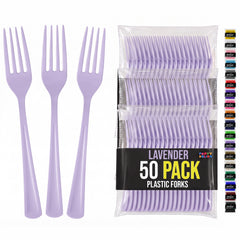 Heavy Duty Lavender Plastic Forks | 7.5 in. | 50 Count