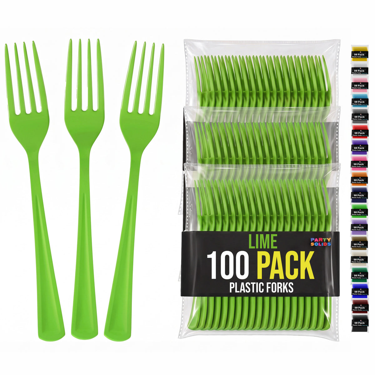 Heavy Duty Lime Green Plastic Forks | 7.5 in. | 100 Count