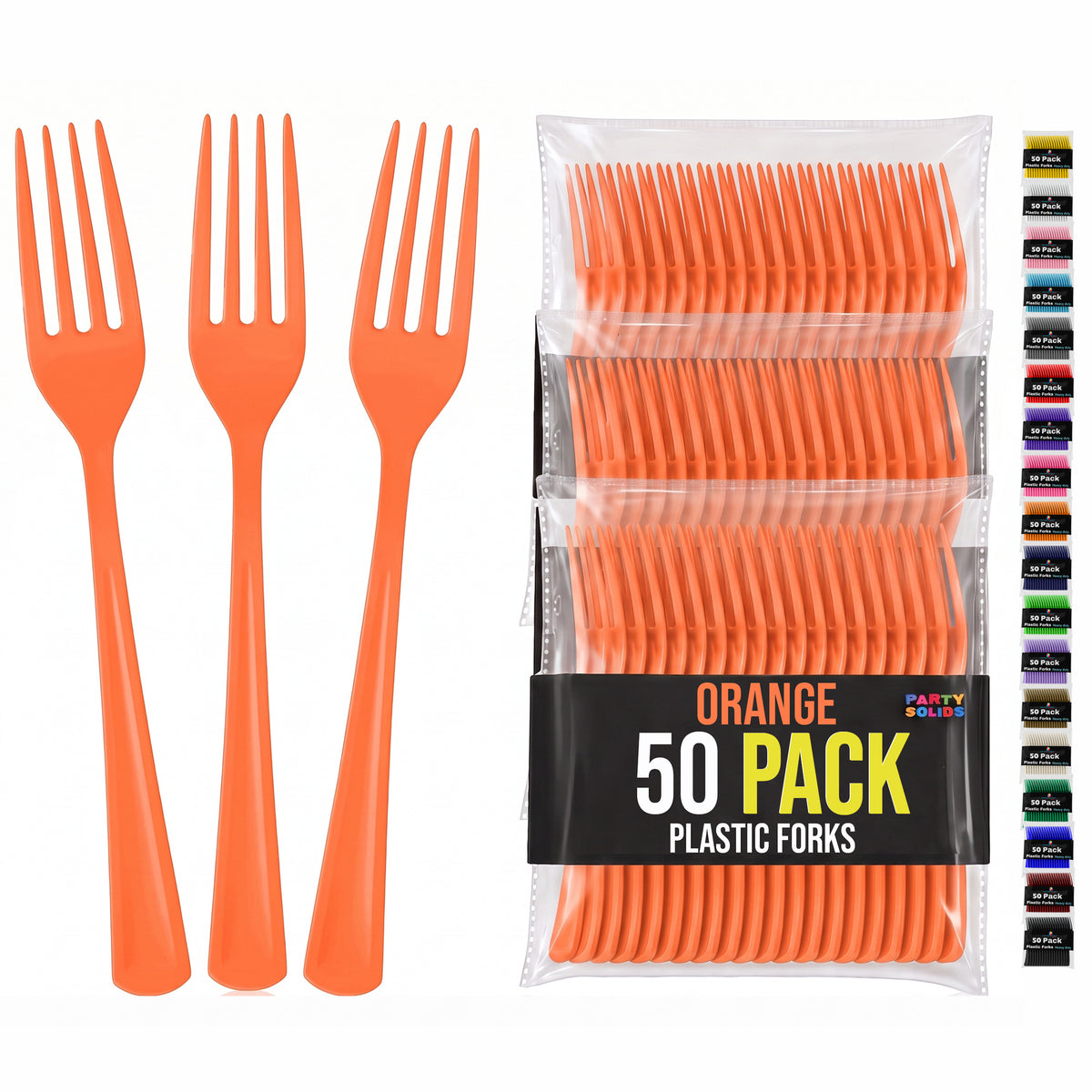 Heavy Duty Orange Plastic Forks | 7.5 in. | 50 Count