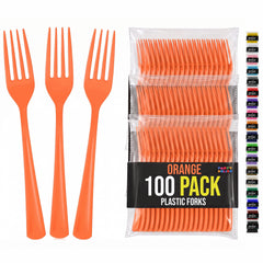 Heavy Duty Orange Plastic Forks | 7.5 in. | 100 Count