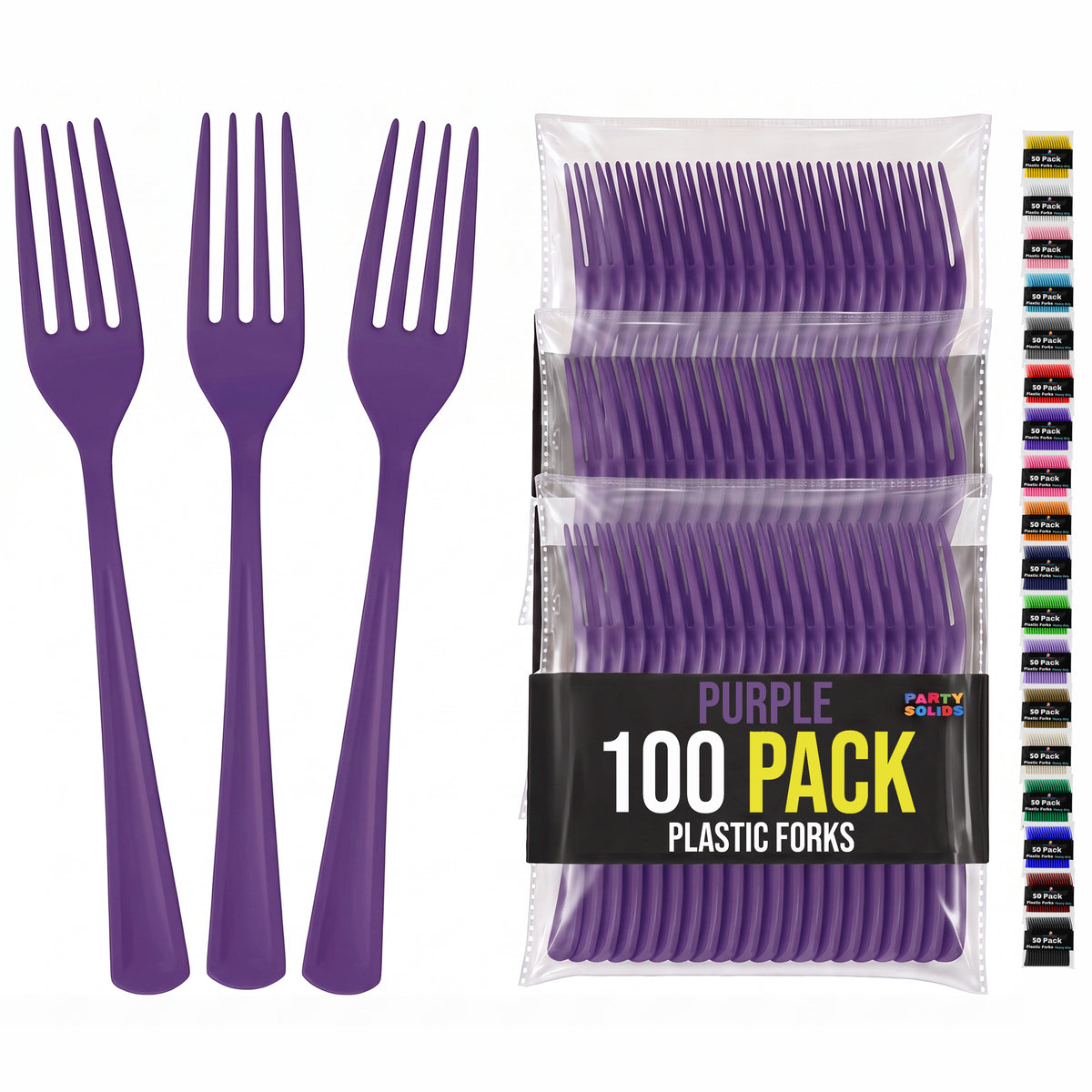 Heavy Duty Purple Plastic Forks | 7.5 in. | 100 Count