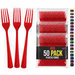 Heavy Duty Red Plastic Forks | 7.5 in. | 50 Count