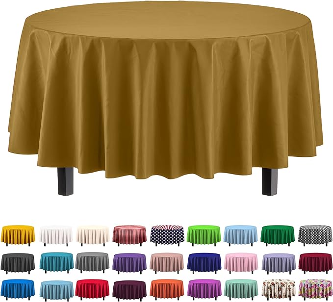 Gold Round plastic Table Cover