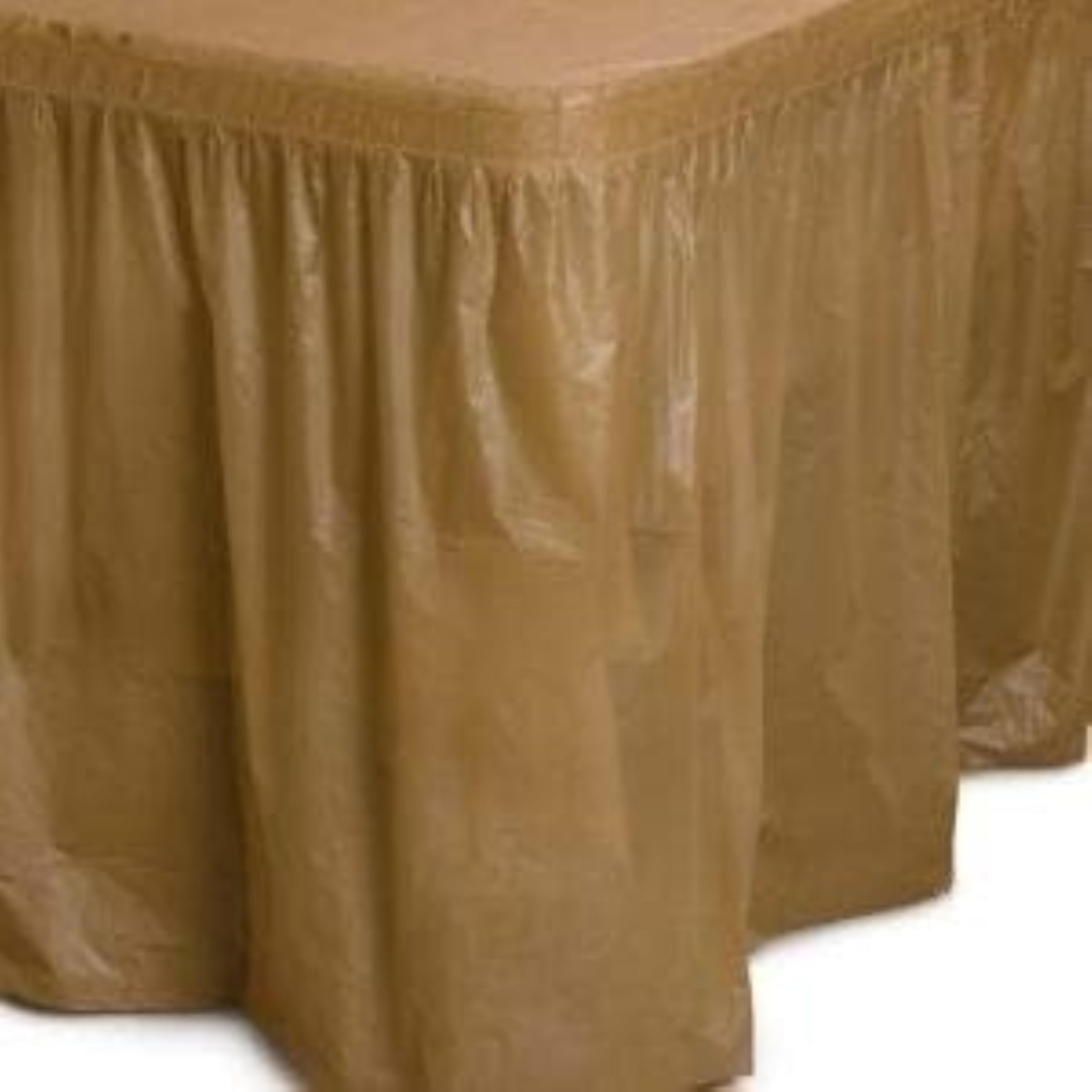 Gold Plastic Table Skirt | 6 Pack