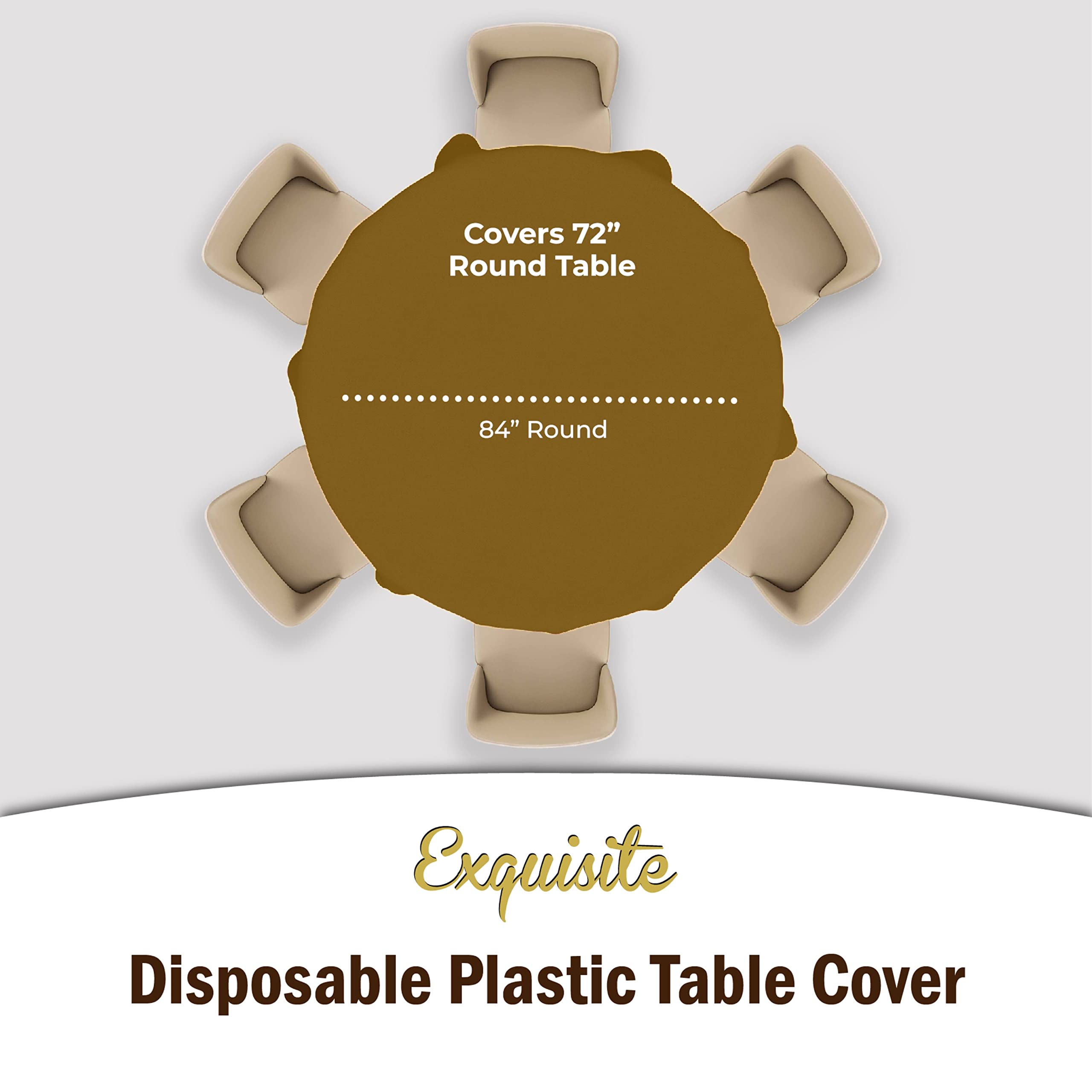 Round Gold Plastic Table Covers | 6 Pack