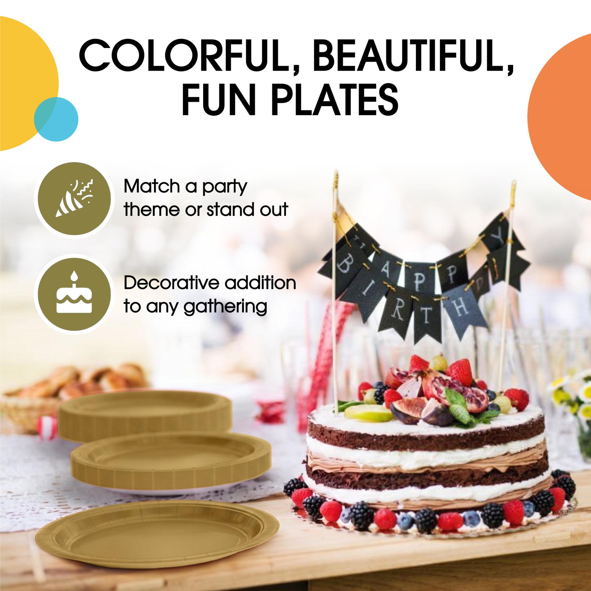 7 in. Gold Paper Plates | Case of 1000