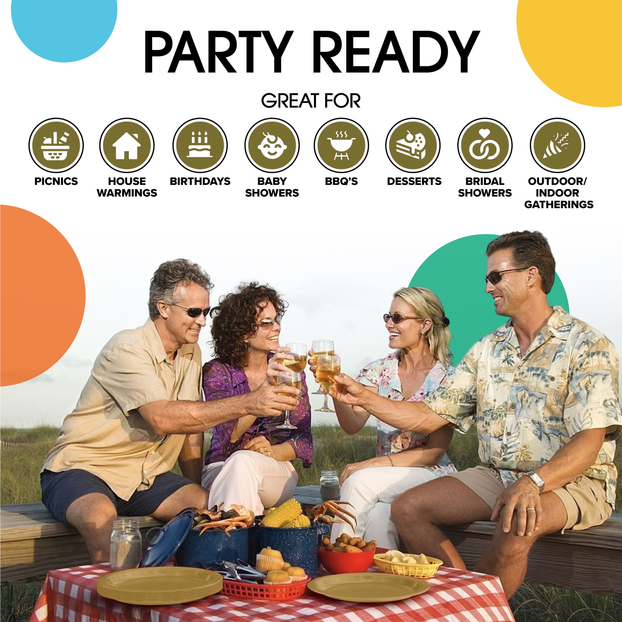 9 in. Gold Paper Plates | Case of 1000