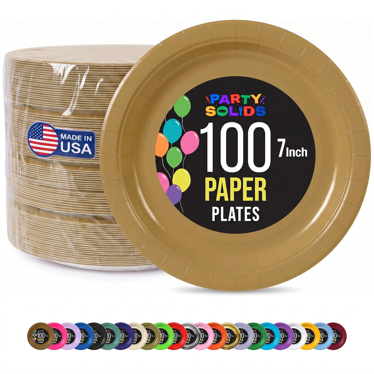 7 in. Gold Paper Plates | 100 Count