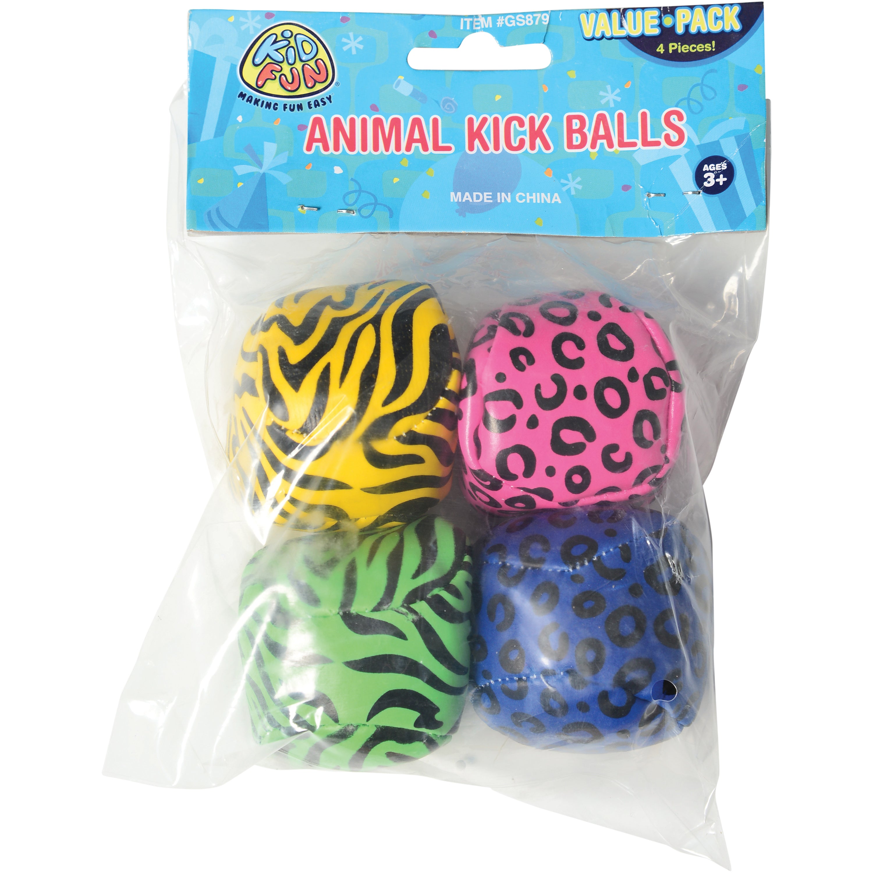 Animal Print Kick Balls/4 Per Pkg