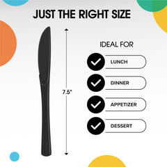 Black Plastic Knives | 25 Count