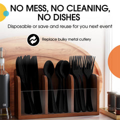 Black Plastic Spoons | 25 Count