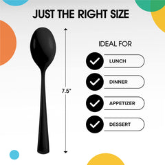 Heavy Duty Black Plastic Spoons | 50 Count