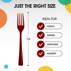Burgundy Plastic Forks | 25 Count