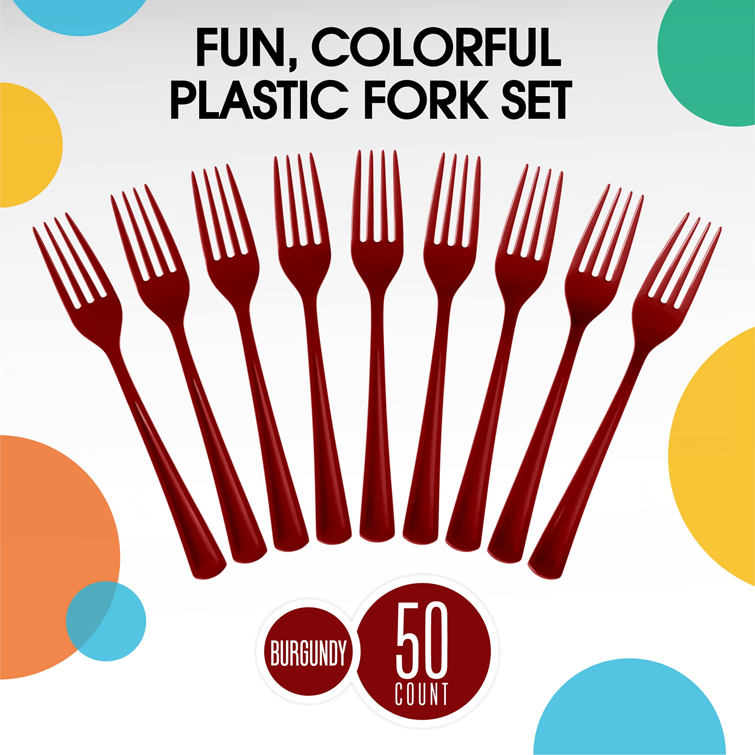 Heavy Duty Burgundy Plastic Forks | 50 Count