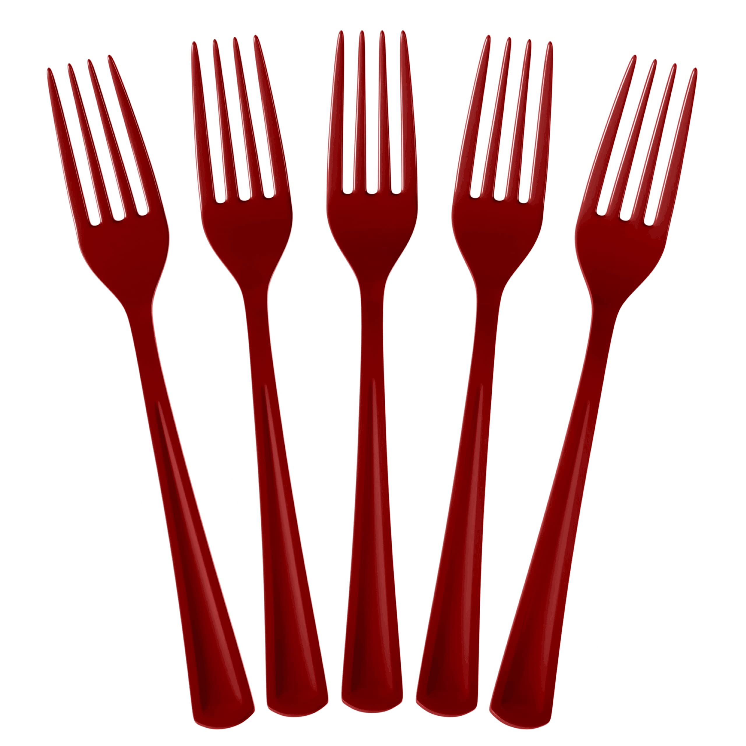 Heavy Duty Burgundy Plastic Forks | 50 Count